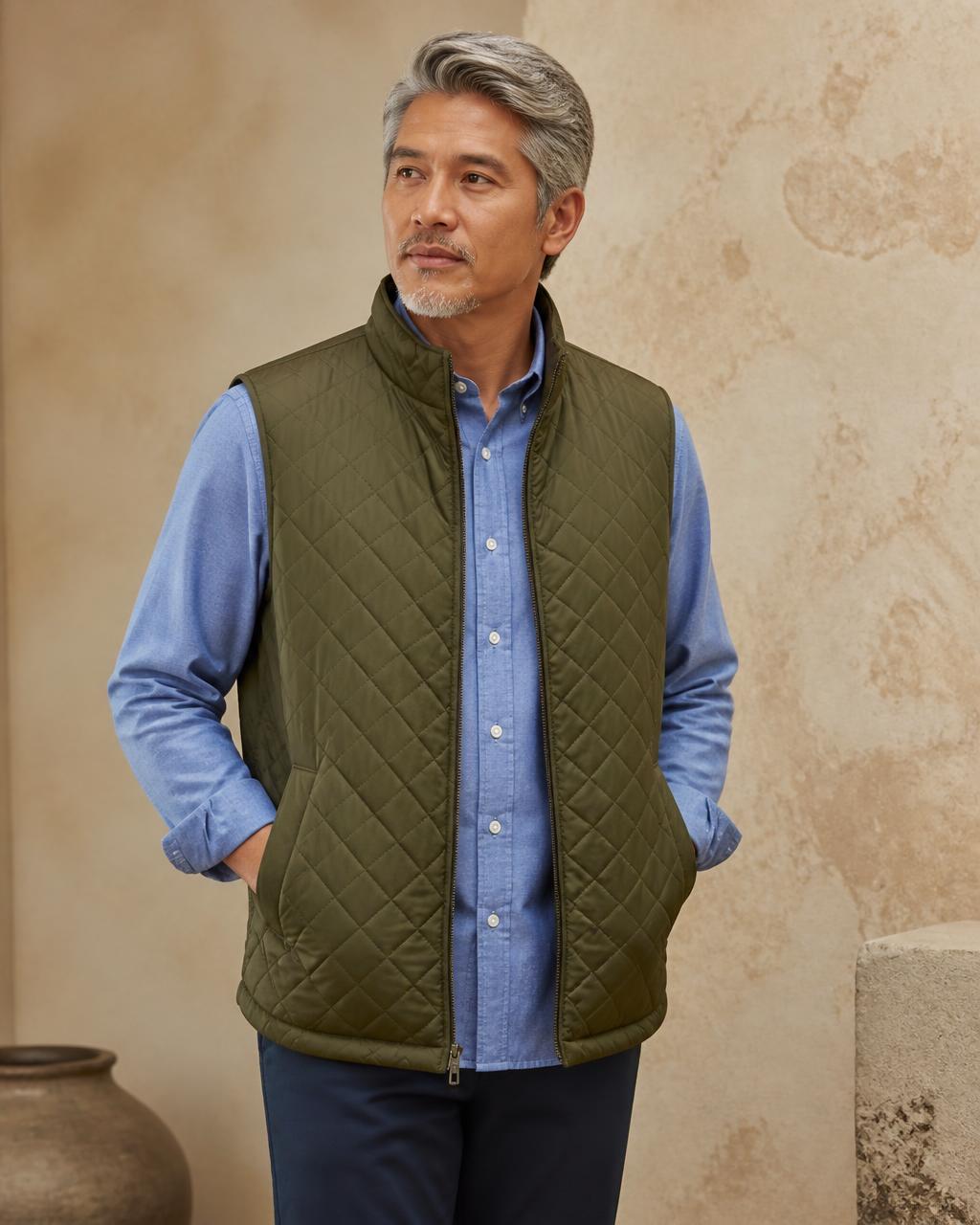 Cotton Vest in Navy