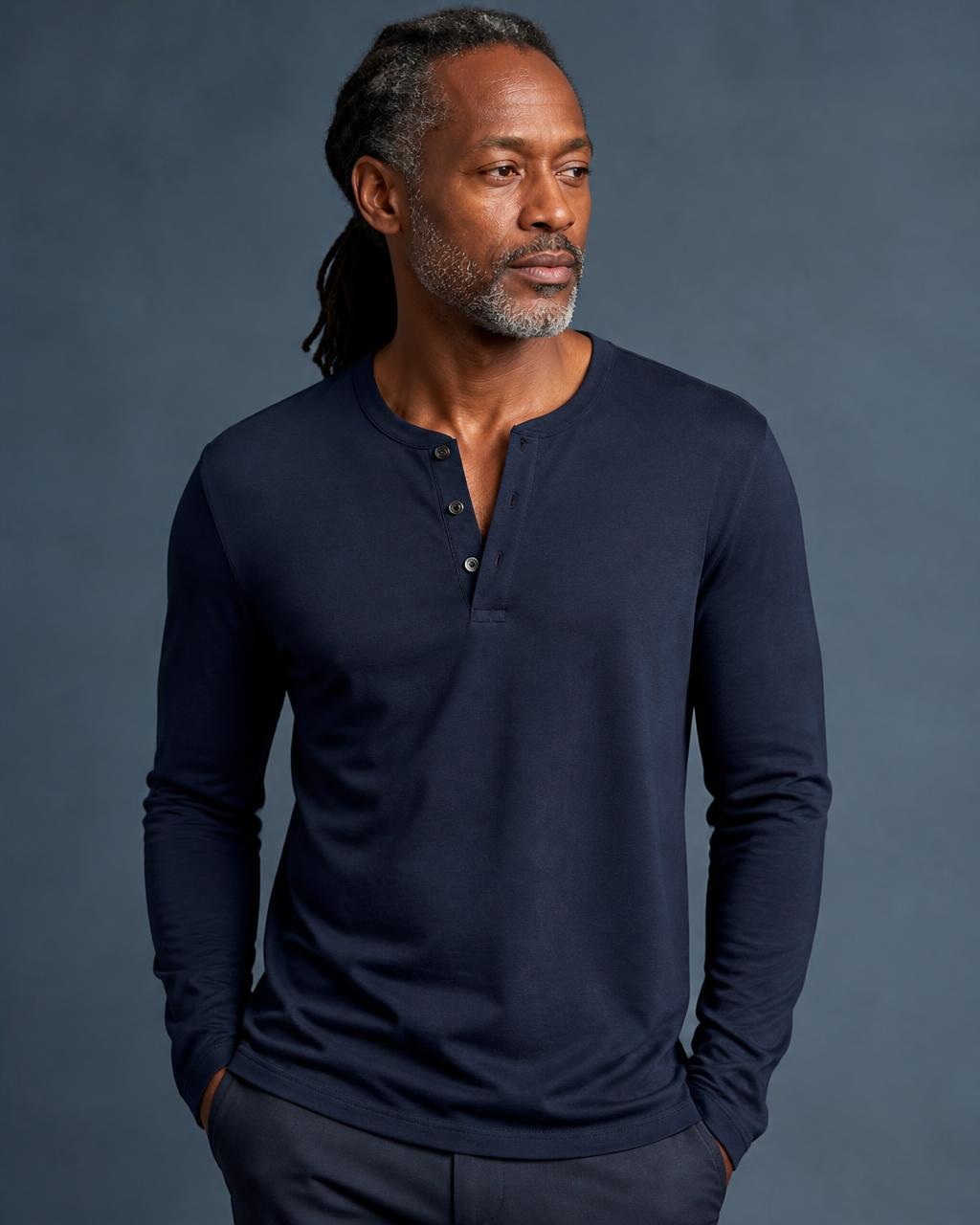Long Sleeve Henley in Cream