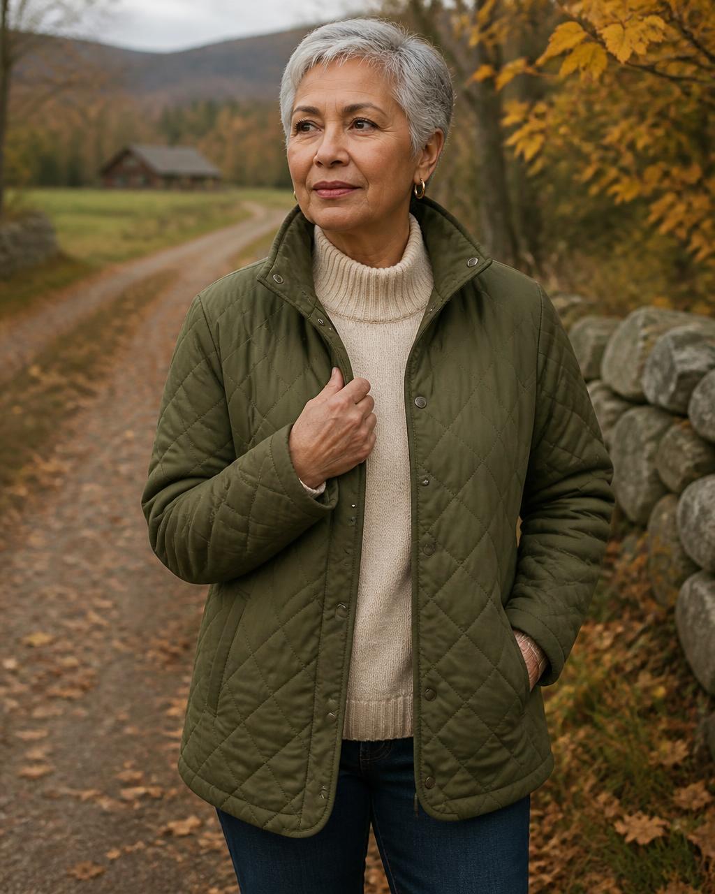 Quilted Jacket in Olive