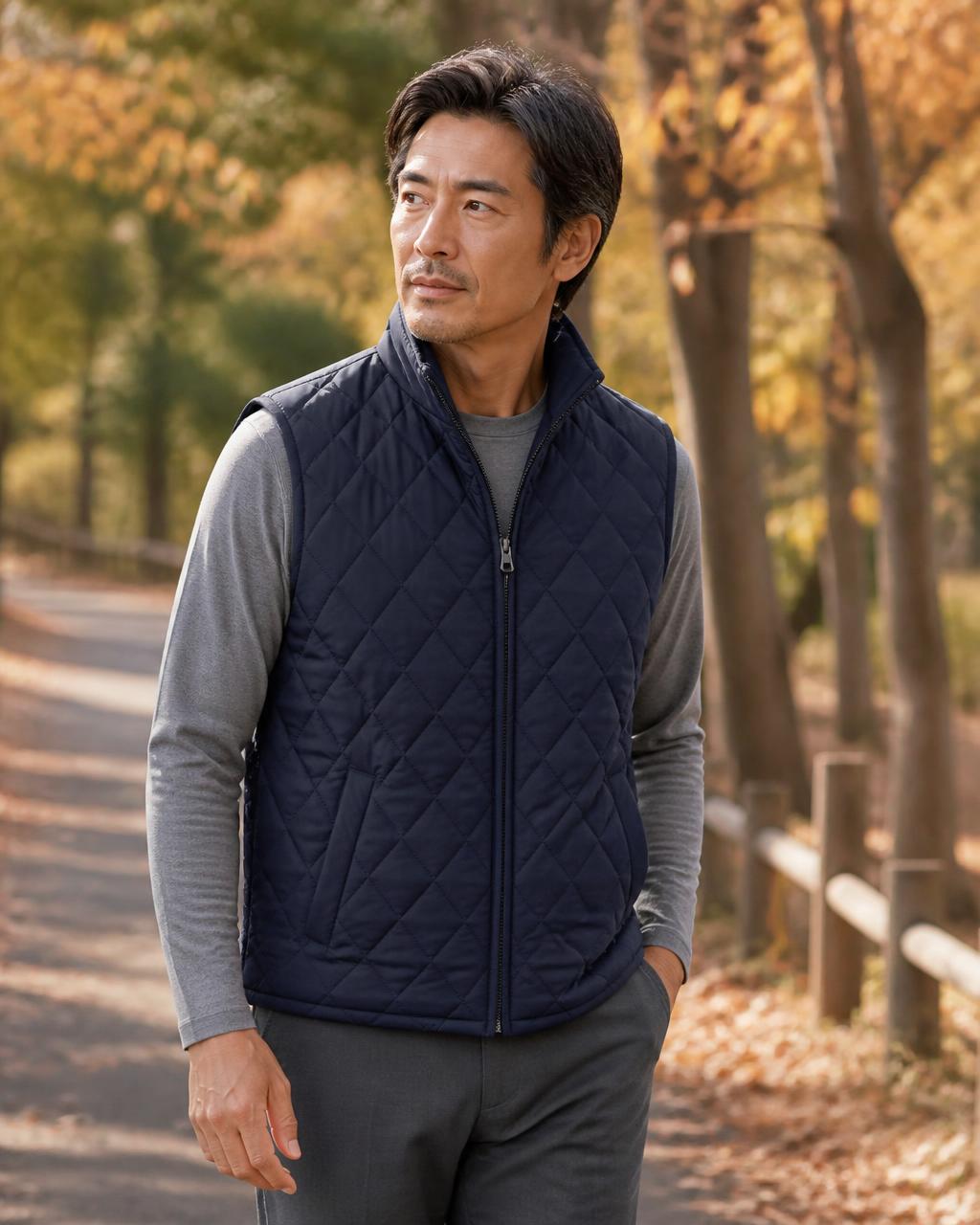 Quilted Vest in Navy