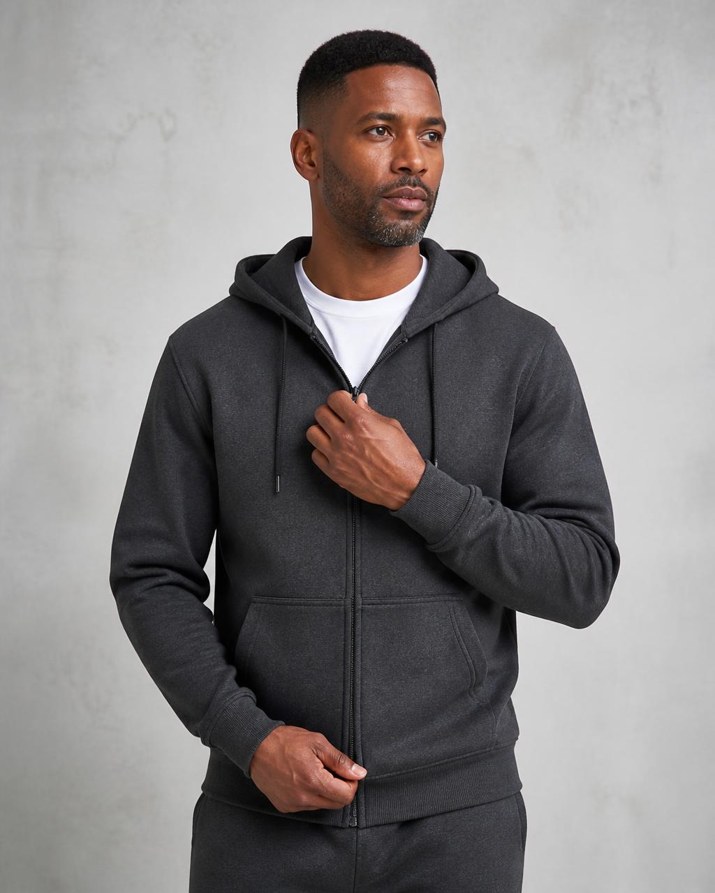 Zip Hoodie in Charcoal